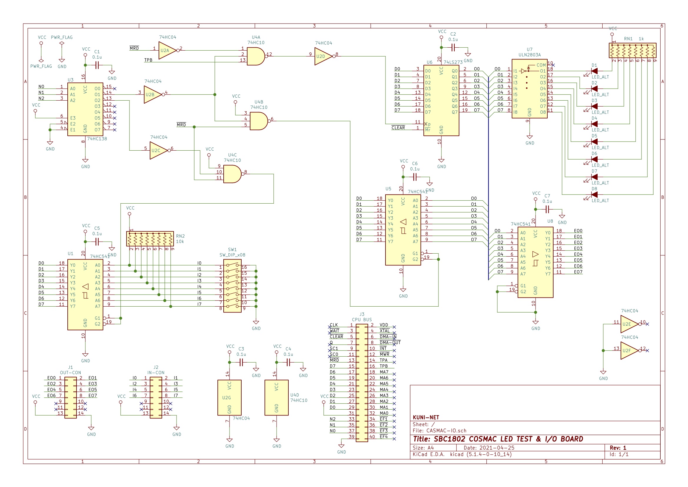 SBC1802用LEDテストI/Oボードを作る | KUNINET BLOG